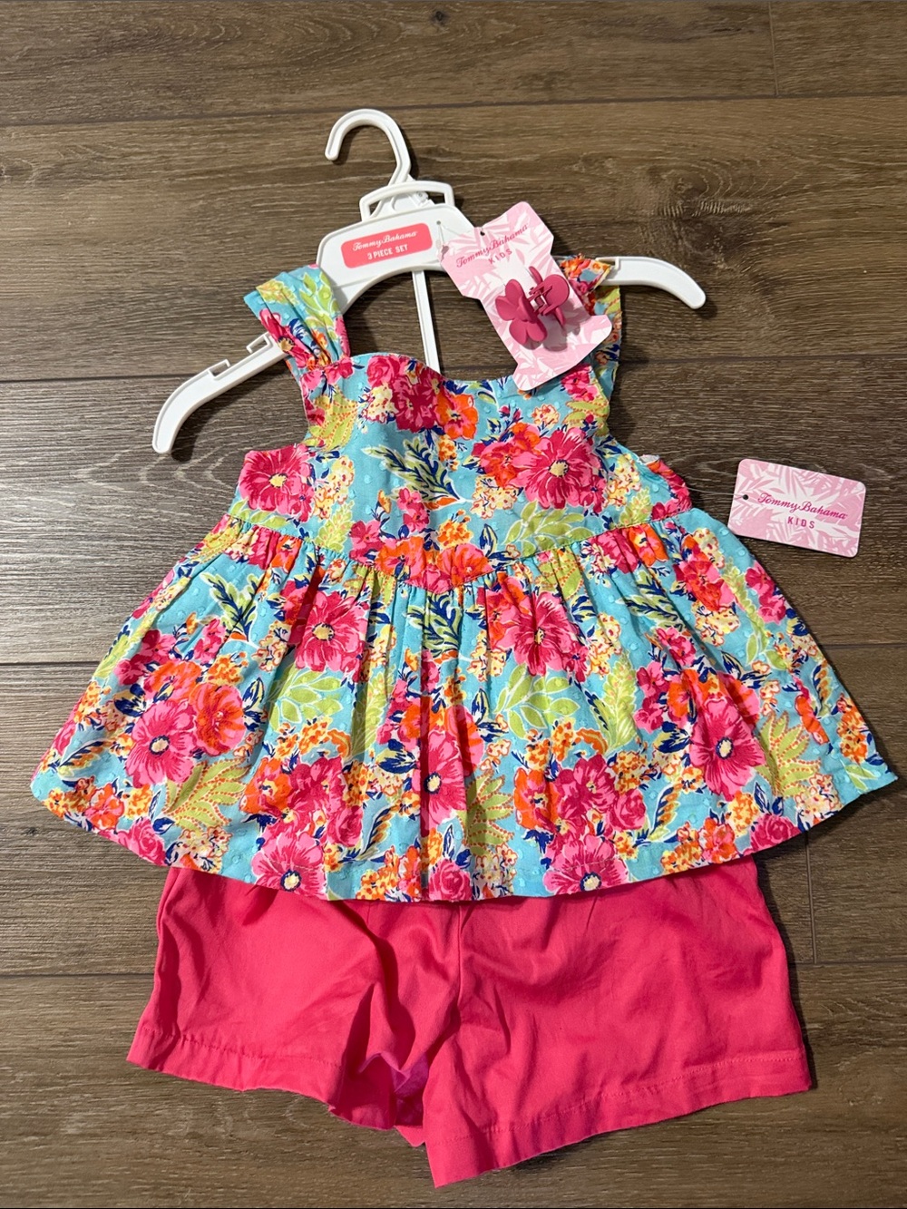 Tommy Bahama Set - Girls 5/6 Floral Multicolor Outfit - Pink, Turquoise, Yellow